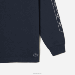 Lacoste חולצת טריקו עם שרוולים ארוכים מכותנה בגזרה רופפת DZ4D0D176 כחול kxe גברים - Image 5