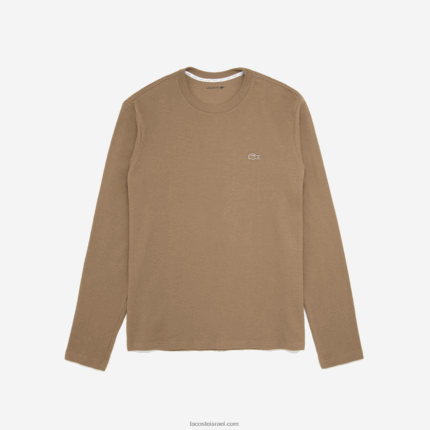 Lacoste חולצת טריקו עם שרוולים ארוכים DZ4D0D263 חום בהיר hja גברים