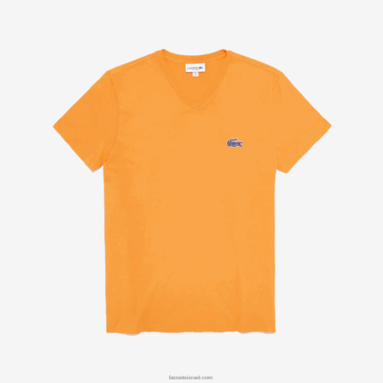 Lacoste חולצת טריקו עם שרוולים קצרים בכושר רגיל DZ4D0D669 כתום 6 רובל גברים
