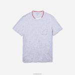 Lacoste חולצת טריקו פיג'מה בעלת שרוולים קצרים בשלושה גוונים עם צווארון עגול DZ4D0D1472 chine אפור cca גברים - Image 4
