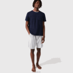 Lacoste חולצת טריקו פיג'מה בעלת שרוולים קצרים בשלושה גוונים עם צווארון עגול DZ4D0D1473 כחול כהה 166 גברים