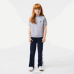 Lacoste חולצת טריקו צמר כותנה בגב קפלים DZ4D0D3156 chine אפור cca בנות - Image 2