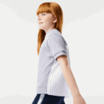 Lacoste חולצת טריקו צמר כותנה בגב קפלים DZ4D0D3156 chine אפור cca בנות