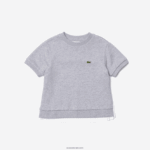 Lacoste חולצת טריקו צמר כותנה בגב קפלים DZ4D0D3156 chine אפור cca בנות - Image 5