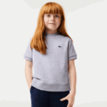 Lacoste חולצת טריקו צמר כותנה בגב קפלים DZ4D0D3156 chine אפור cca בנות - Image 7