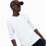 Lacoste חולצת טריקו קלת משקל עם צווארון V מכותנה פימה DZ4D0D675 לבן 001 גברים - Image 6