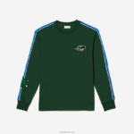 Lacoste חולצת טריקו של להקה ממותגת DZ4D0D720 ירוק 132 גברים