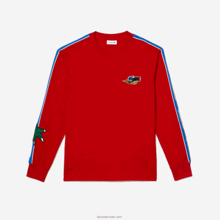 Lacoste חולצת טריקו של להקה ממותגת DZ4D0D721 אדום 240 גברים