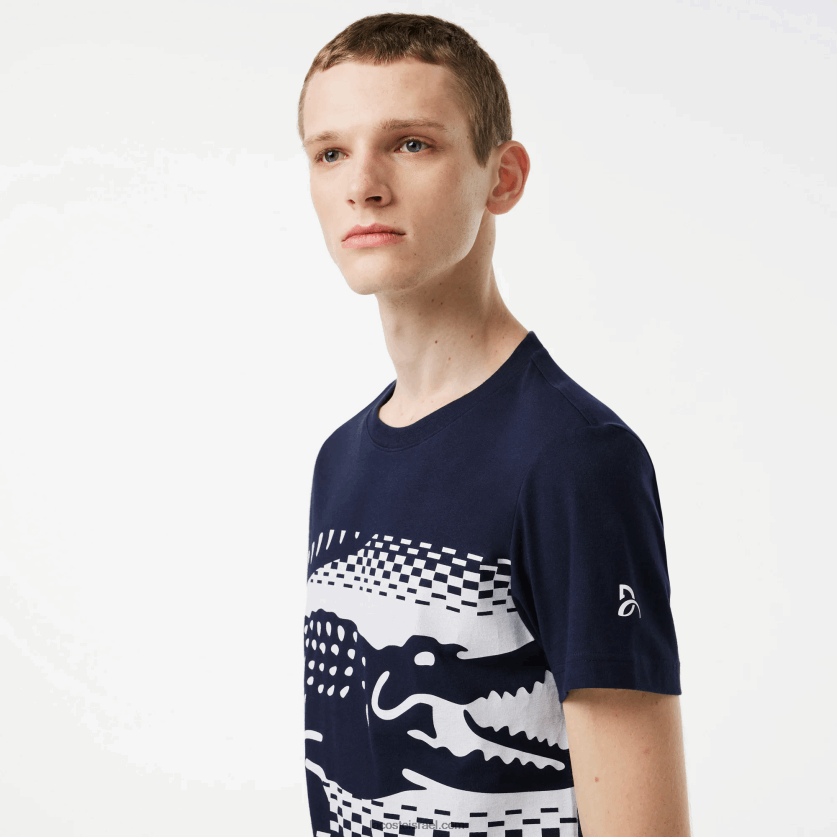 Lacoste חולצת טריקו של tennis x novak djokovic DZ4D0D153 כחול כהה 166 גברים - Image 2