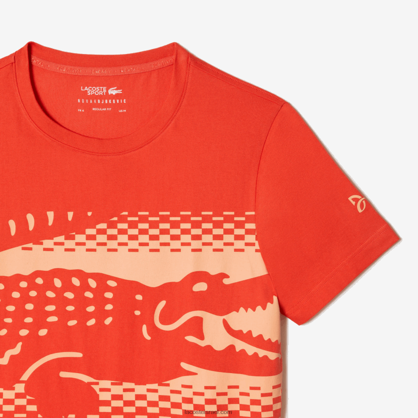 Lacoste חולצת טריקו של tennis x novak djokovic DZ4D0D154 כתום 02k גברים - Image 5