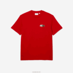 Lacoste חולצת טריקו תג אפקט קומי בכושר נינוח DZ4D0D744 אדום 240 גברים - Image 4
