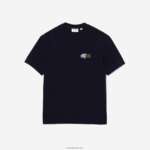Lacoste חולצת טריקו תג אפקט קומי בכושר נינוח DZ4D0D741 כחול כהה 166 גברים - Image 5