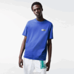 Lacoste חולצת טריקו תג אפקט קומי בכושר נינוח DZ4D0D742 כחול k1q גברים