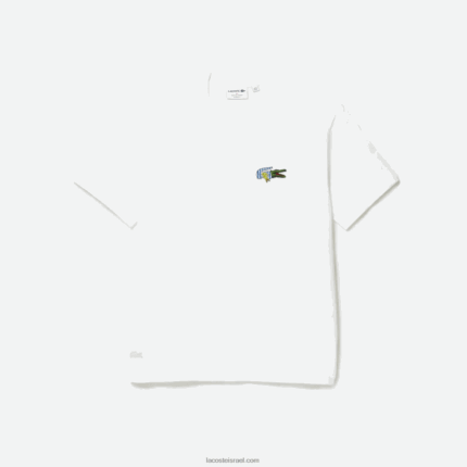 Lacoste חולצת טריקו תג אפקט קומי בכושר נינוח DZ4D0D743 לבן 001 גברים