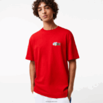 Lacoste חולצת טריקו תג אפקט קומי בכושר נינוח DZ4D0D744 אדום 240 גברים