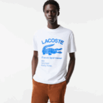 Lacoste חולצת טריקו תנין בכושר נינוח DZ4D0D698 לבן 001 גברים