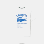 Lacoste חולצת טריקו תנין בכושר נינוח DZ4D0D698 לבן 001 גברים - Image 5
