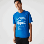 Lacoste חולצת טריקו תנין בכושר נינוח DZ4D0D700 כחול k1q גברים