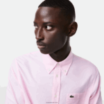 Lacoste חולצת כותנה אוקספורד בכושר רגיל DZ4D0D1468 אדי ורוד בהיר גברים - Image 2