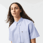 Lacoste חולצת כותנה אוקספורד בכושר רגיל DZ4D0D1527 כחול hbp גברים - Image 2