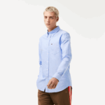 Lacoste חולצת כותנה אוקספורד בכושר רגיל DZ4D0D1466 כחול hbp גברים