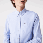 Lacoste חולצת כותנה אוקספורד בכושר רגיל DZ4D0D1466 כחול hbp גברים - Image 3