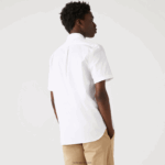 Lacoste חולצת כותנה אוקספורד בכושר רגיל DZ4D0D1526 לבן 001 גברים - Image 3