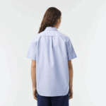 Lacoste חולצת כותנה אוקספורד בכושר רגיל DZ4D0D1527 כחול hbp גברים - Image 3