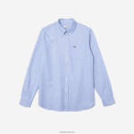 Lacoste חולצת כותנה אוקספורד בכושר רגיל DZ4D0D1466 כחול hbp גברים - Image 4