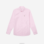 Lacoste חולצת כותנה אוקספורד בכושר רגיל DZ4D0D1468 אדי ורוד בהיר גברים - Image 5