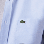 Lacoste חולצת כותנה אוקספורד בכושר רגיל DZ4D0D1466 כחול hbp גברים - Image 6