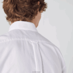 Lacoste חולצת כותנה אוקספורד בכושר רגיל DZ4D0D1526 לבן 001 גברים - Image 6