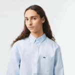 Lacoste חולצת כותנה אוקספורד מכופתרת DZ4D0D505 כחול hbp גברים - Image 2