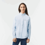 Lacoste חולצת כותנה אוקספורד מכופתרת DZ4D0D505 כחול hbp גברים
