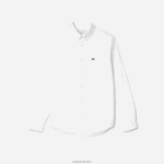 Lacoste חולצת כותנה אוקספורד מכופתרת DZ4D0D506 לבן 001 גברים