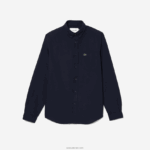 Lacoste חולצת כותנה אוקספורד מכופתרת DZ4D0D507 כחול כהה 423 גברים - Image 5