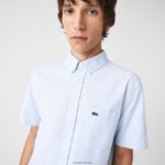 Lacoste חולצת כותנה בכושר רגיל DZ4D0D451 כחול hbp גברים