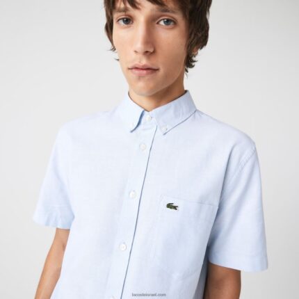 Lacoste חולצת כותנה בכושר רגיל DZ4D0D451 כחול hbp גברים