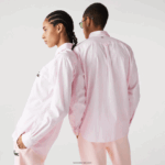 Lacoste חולצת כותנה גדולה בגזרה רגועה DZ4D0D412 לבן ורוד בהיר 7fd גברים - Image 3
