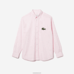 Lacoste חולצת כותנה גדולה בגזרה רגועה DZ4D0D412 לבן ורוד בהיר 7fd גברים - Image 5