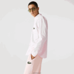 Lacoste חולצת כותנה גדולה בגזרה רגועה DZ4D0D412 לבן ורוד בהיר 7fd גברים - Image 6