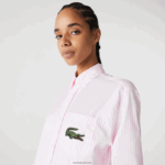 Lacoste חולצת כותנה גדולה בגזרה רגועה DZ4D0D412 לבן ורוד בהיר 7fd גברים - Image 7