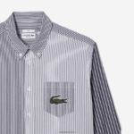 Lacoste חולצת כותנה גדולה עם פסי קרוקודיל DZ4D0D493 כחול כהה לבן 522 גברים - Image 5