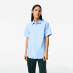 Lacoste חולצת כותנה מוצקה בהתאמה רגילה DZ4D0D1562 כחול hbp גברים
