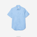 Lacoste חולצת כותנה מוצקה בהתאמה רגילה DZ4D0D1562 כחול hbp גברים - Image 3
