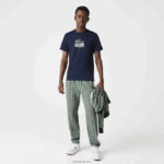 Lacoste חולצת כותנה עם צווארון צווארון למיתוג תנינים DZ4D0D1580 כחול כהה 166 גברים