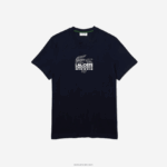 Lacoste חולצת כותנה עם צווארון צווארון למיתוג תנינים DZ4D0D1580 כחול כהה 166 גברים - Image 4