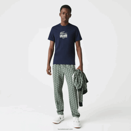 Lacoste חולצת כותנה עם צווארון צווארון למיתוג תנינים DZ4D0D1580 כחול כהה 166 גברים