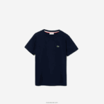 Lacoste חולצת כותנה עם צווארון V DZ4D0D3128 כחול כהה 166 ילדים