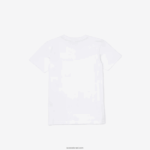 Lacoste חולצת כותנה עם צווארון V DZ4D0D3129 לבן 001 ילדים - Image 2